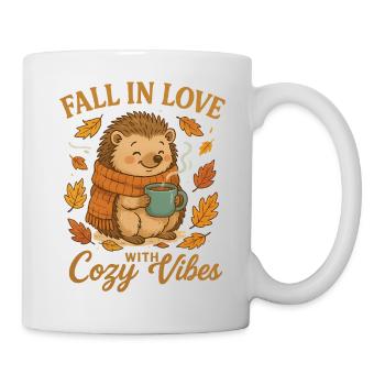 Herbstkuschel mit Igel und Tasse - Tasse - Weiß - Rechts
