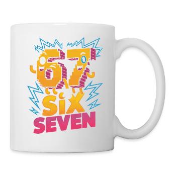 Sechs Sieben Zeichentrickfiguren Design - Tasse - Weiß - Rechts