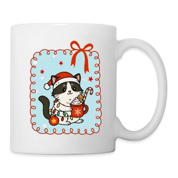 Chat à Noël - Mug blanc - blanc - Droite
