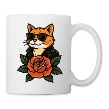 Cool Cat with Sunglasses Rose Retro Vintage - Mug - white - Right