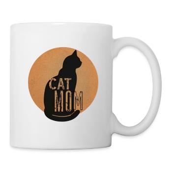 Silhouette de maman chat dans le style vintage - Mug blanc - blanc - Droite