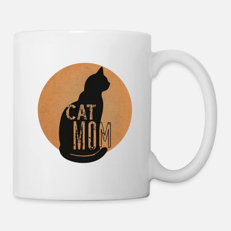 Silhouette de maman chat dans le style vintage - Mug blanc - blanc