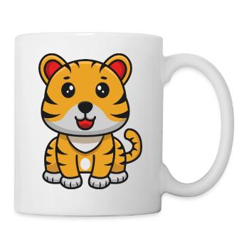 Tiger-Karikatur - Tasse - Weiß - Rechts