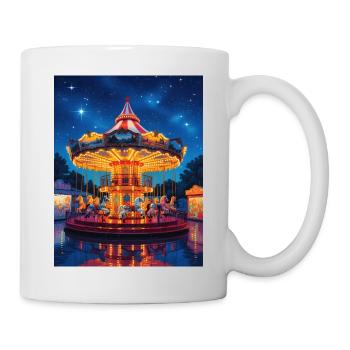 Night carousel in the glow of lights - Mug - white - Right
