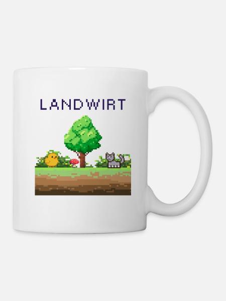 Landwirt Pixelwelt Ländliche Szene - Tasse - Weiß