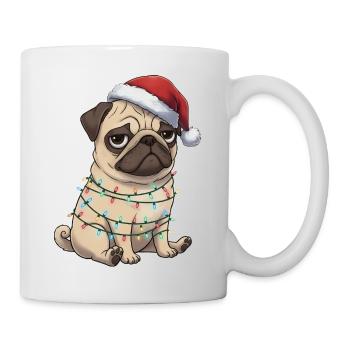 Pug Santa Claus funny clumsy dog Christmas - Mug - white - Right