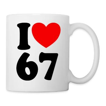 Fun 67 Zahl 6-7 I Herz 6 7 Sechs Sieben - Tasse - Weiß - Rechts