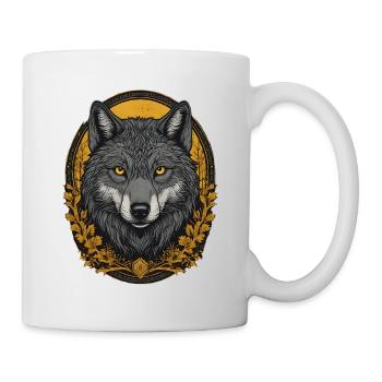 Wolf's head in the golden autumn forest - Mug - white - Right