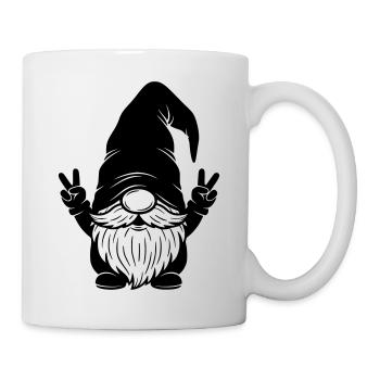 Lustiger Doppel-Peace Wichtel - Tasse - Weiß - Rechts