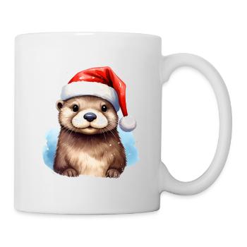 Otter with Santa hat suitable for Christmas - Mug - white - Right