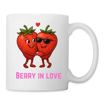 Berry in Love Erdbeere paar karikatur  - Tasse - Weiß - Rechts