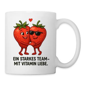 Erdbeere starkes Team Liebe Paar karikatur  - Tasse - Weiß - Rechts