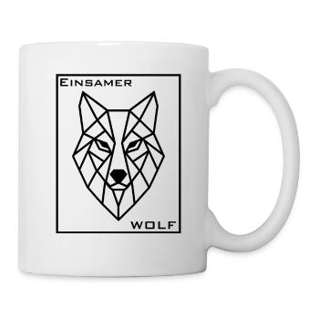 Geometrischer Wolfenkopf - Tasse - Weiß - Rechts