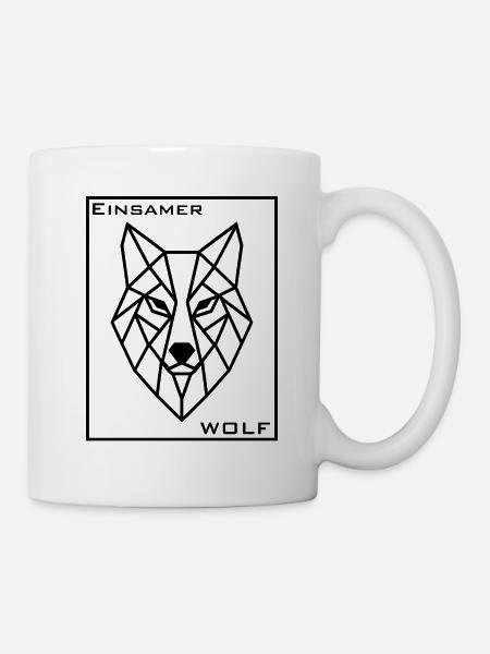 Geometrischer Wolfenkopf - Tasse - Weiß