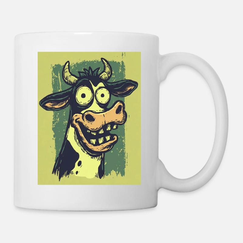 Grotesque Cow Comic Caricatures - Mug - white