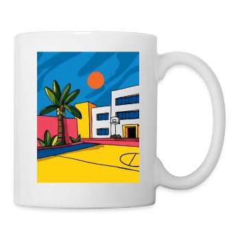 Tropical city sketch in sunlight - Mug - white - Right