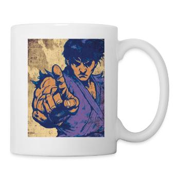 Fighting Hero in Pop Art Blue - Mug - white - Right