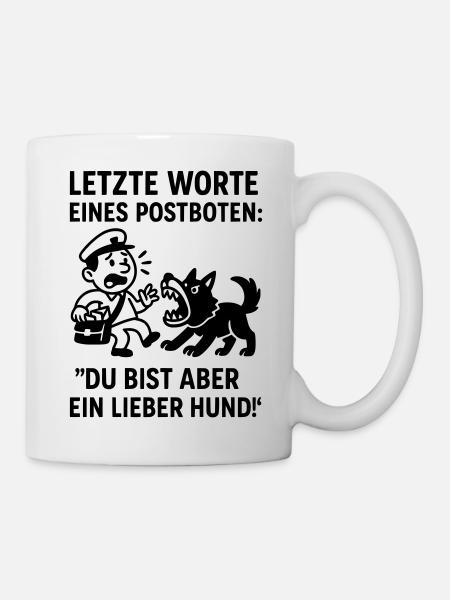 postbote briefträger hund beißen lustig witz - Tasse - Weiß