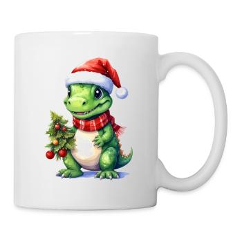 Niedlicher Dino passend zu Weihnachten - Tasse - Weiß - Rechts