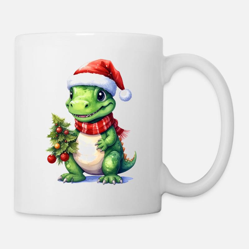 Niedlicher Dino passend zu Weihnachten - Tasse - Weiß