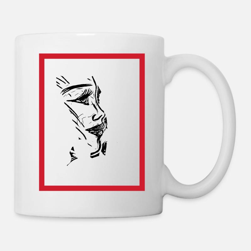 Weibliche Porträt-Tinte - Tasse - Weiß