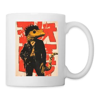 Dino Gecko Punk avec graffiti - Mug blanc - blanc - Droite