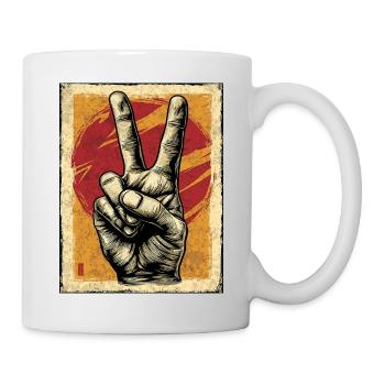 Peacezeichen im Vintage Stil - Tasse - Weiß - Rechts