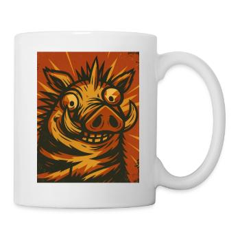 Wildsau in Retro Sonne - Tasse - Weiß - Rechts
