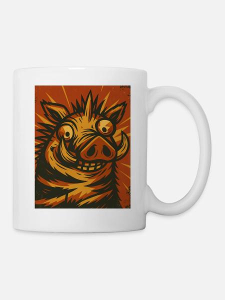 Wildsau in Retro Sonne - Tasse - Weiß
