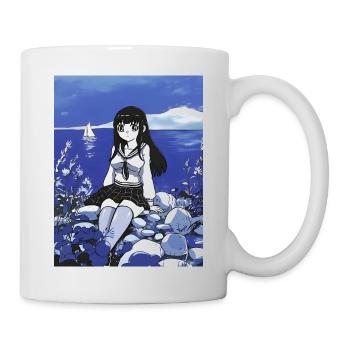 Sailor Girl Schoolgirl by the Sea in Blue - Mug - white - Right