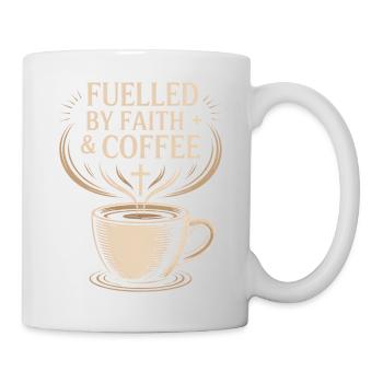 Fuelled By Faith And Coffee Glaube Kaffee Kreuz - Mug - white - Right