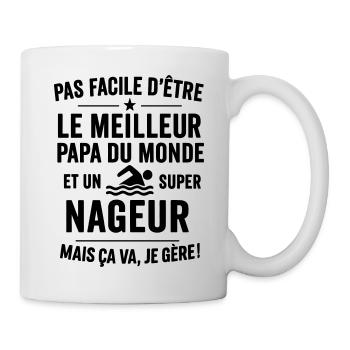 Natation – Super Papa Nageur - Mug blanc - blanc - Droite