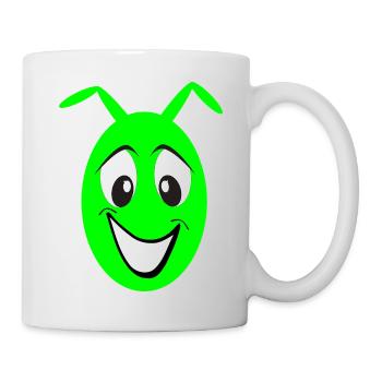 Green Cheerful Cartoon Face Monster - Mug - white - Right