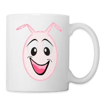 Petit monstre mignon Visage de lapin Coeurs - Mug blanc - blanc - Droite