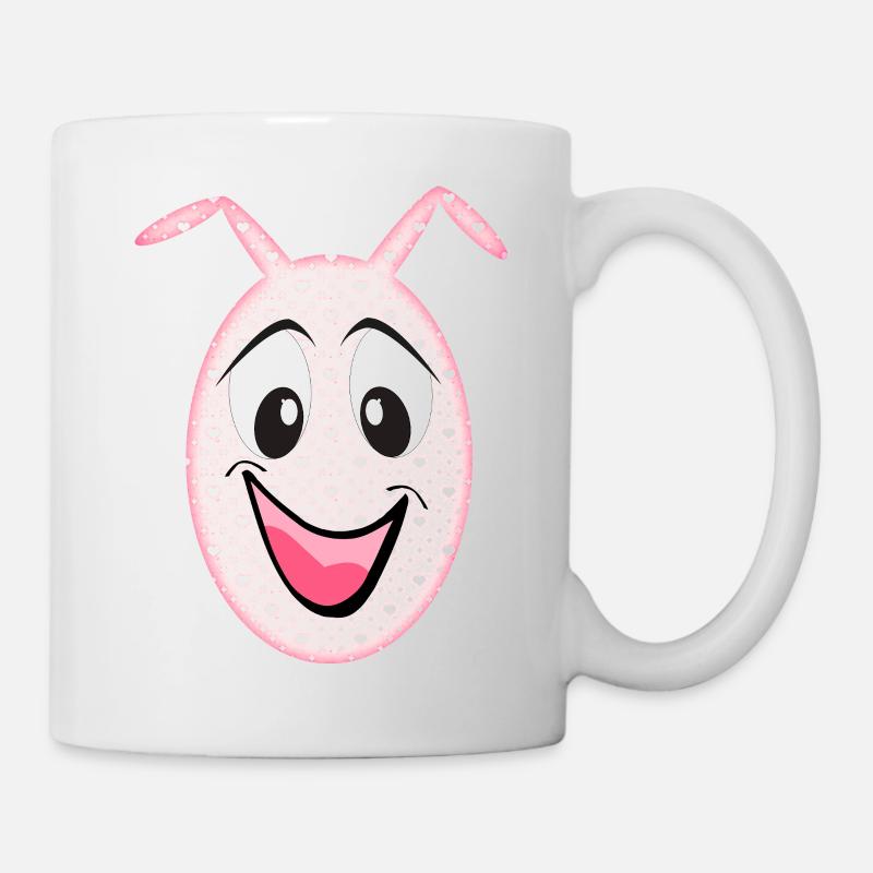 kleines süßes Monster Bunny Gesicht Herzchen - Tasse - Weiß