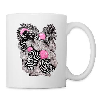 Abstracte Blütenballen mit Rosa Akzenten - Tasse - Weiß - Rechts
