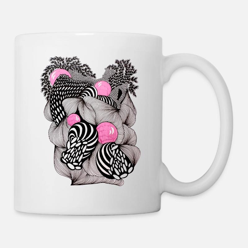 Abstracte Blütenballen mit Rosa Akzenten - Tasse - Weiß