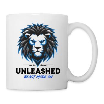 Blason du Lion Néon Bleu Déchaîné - Mug blanc - blanc - Droite