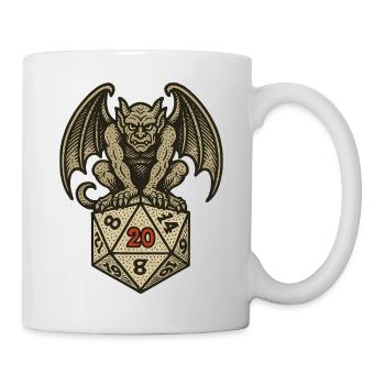Gargoyle auf einem W20-Würfelbogen - Tasse - Weiß - Rechts