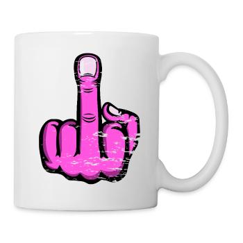 Doigt du milieu Doigt puant Baise Tu Design - Mug blanc - blanc - Droite