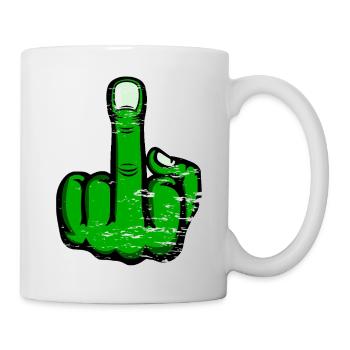 Middle Finger Stinky Finger Fuck You Design Green - Mug - white - Right