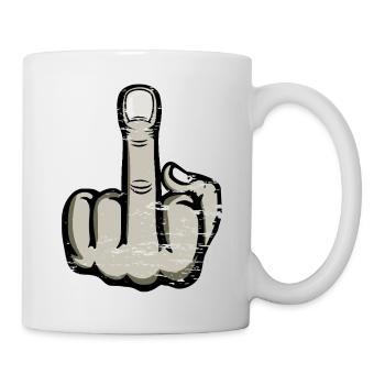 Doigt du milieu Doigt puant Baise Tu Design - Mug blanc - blanc - Droite