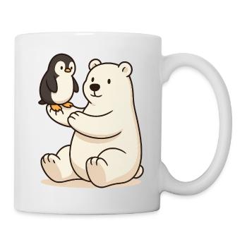 Die Freundschaft zwischen Eisbär und Pinguin - Tasse - Weiß - Rechts