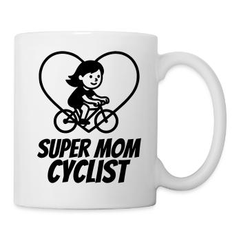 Super Mama Radfahrerin – Fahrrad Herz - Tasse - Weiß - Rechts