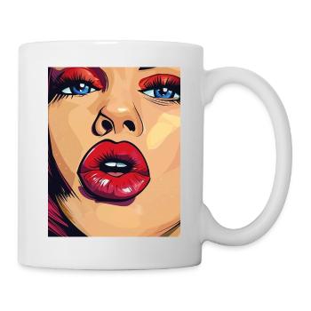 PopArt Lips Power Women Portrait - Mug - white - Right