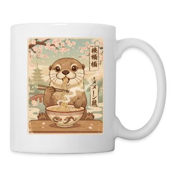 Otter Ramen Japanischer Vintage Stil - Tasse - Weiß - Rechts
