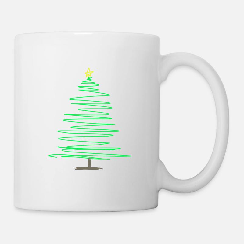 Grüner Spiraltannenbaum mit Stern - Tasse - Weiß