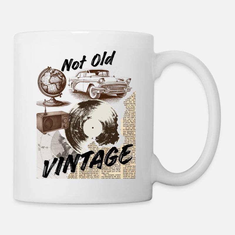 Collage vintage vinyle Mashup - Mug blanc - blanc