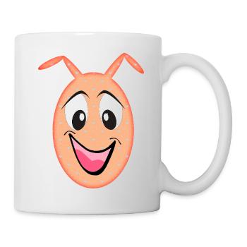 Figurine orange Tête drôle avec des cœurs - Mug blanc - blanc - Droite