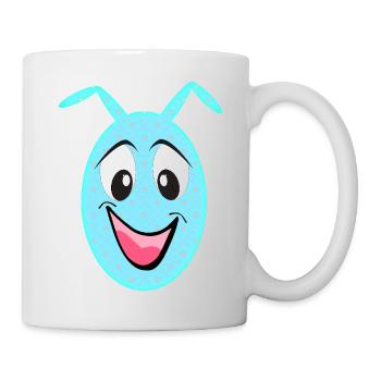 Blue Heart Smile Cartoon - Mug - white - Right